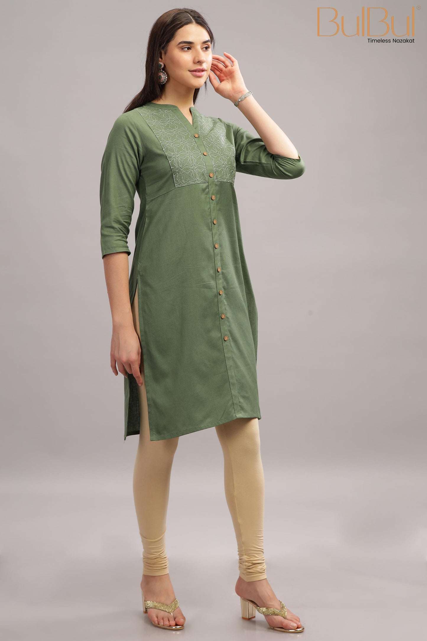 Syahi Green Kurti