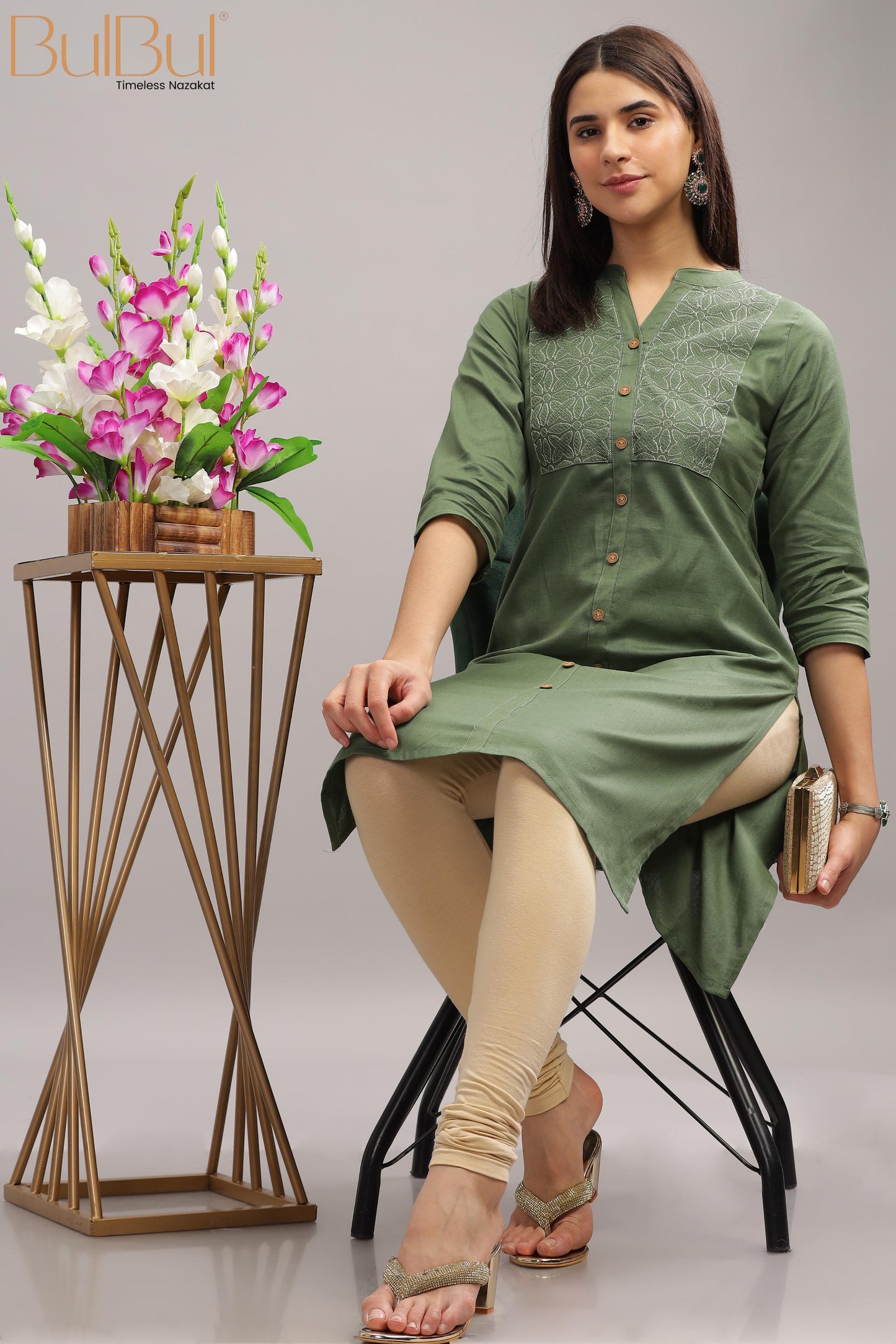 Syahi Green Kurti