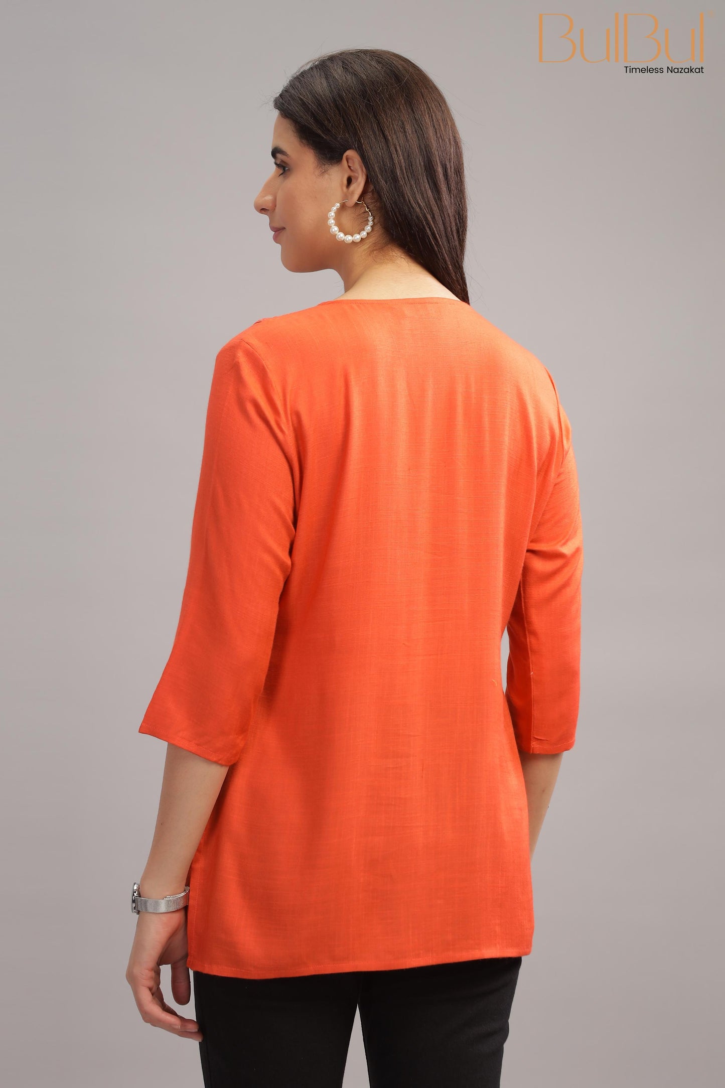 Anna Orange Rayon Slub Top
