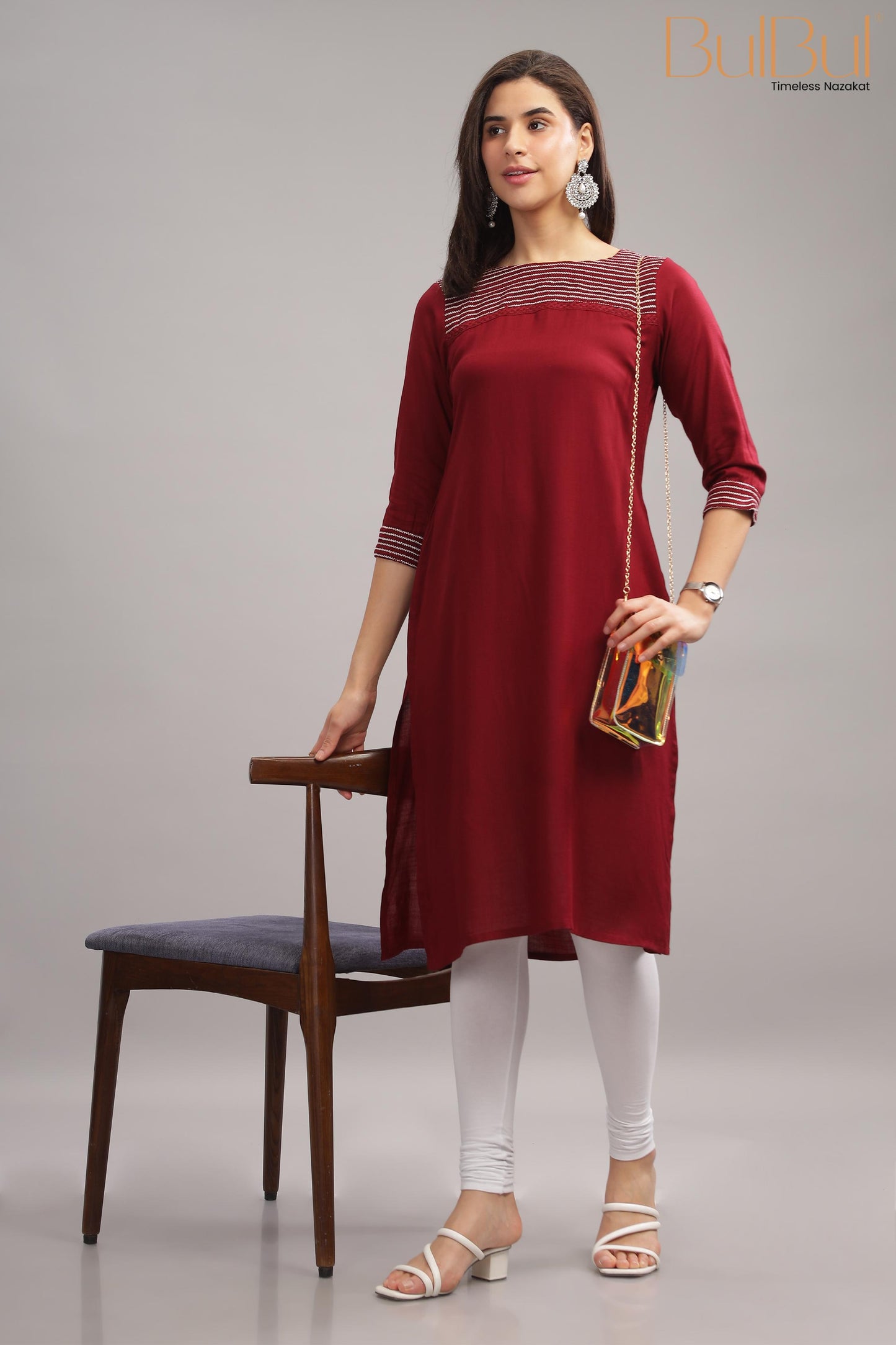 Nectarine Maroon Kurti