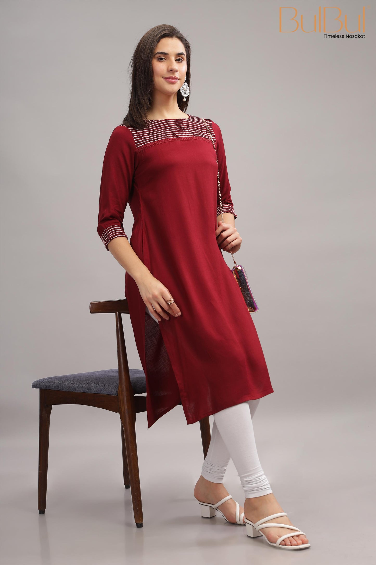 Nectarine Maroon Kurti
