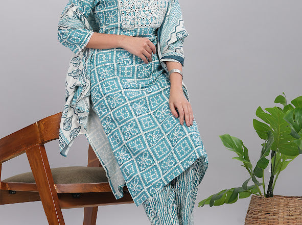 Firdous Blue Kurta Set with Dupatta