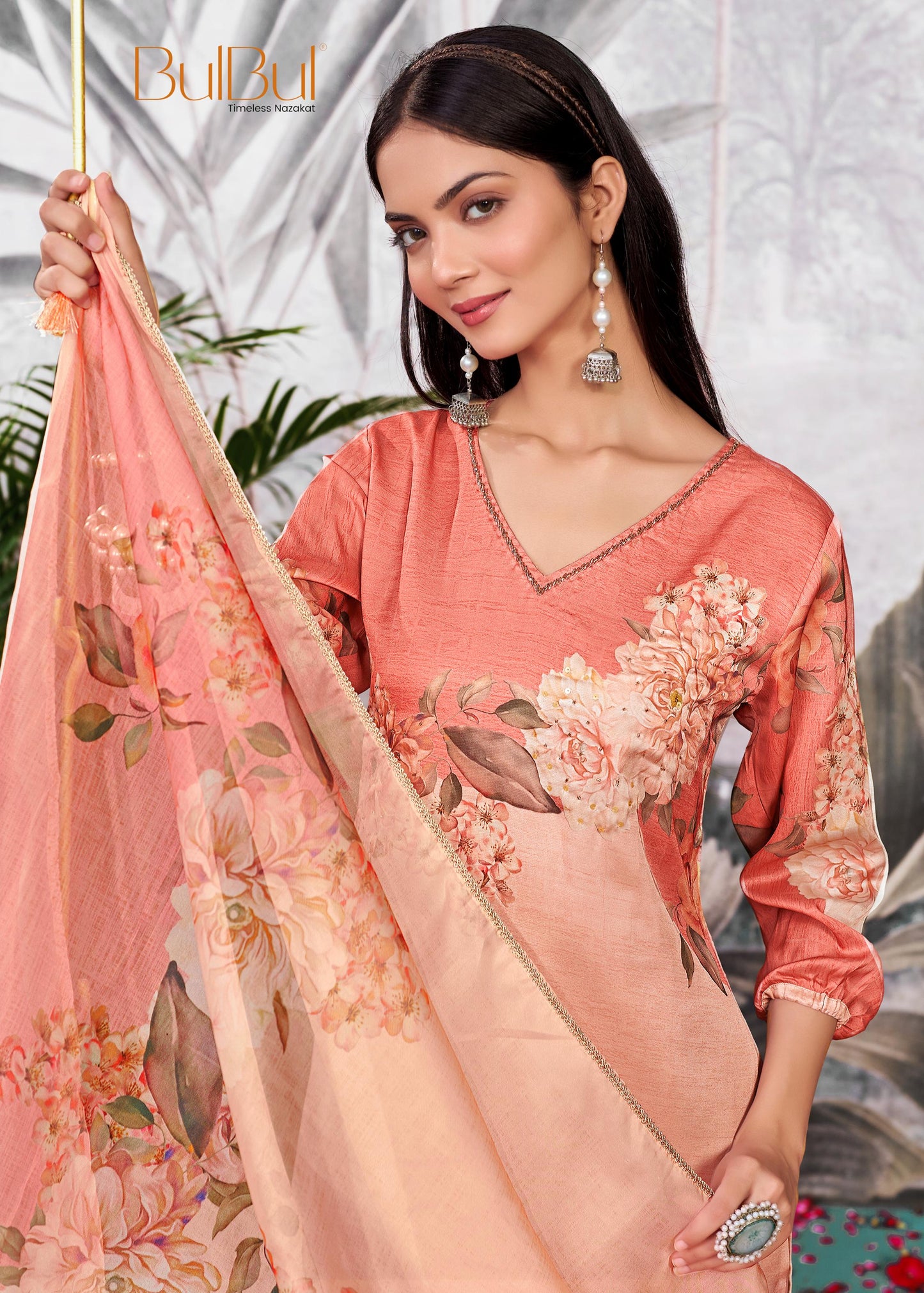 Tasneem Peach Kurta Set with Dupatta