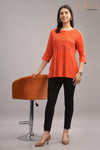 Anna Orange Rayon Slub Top