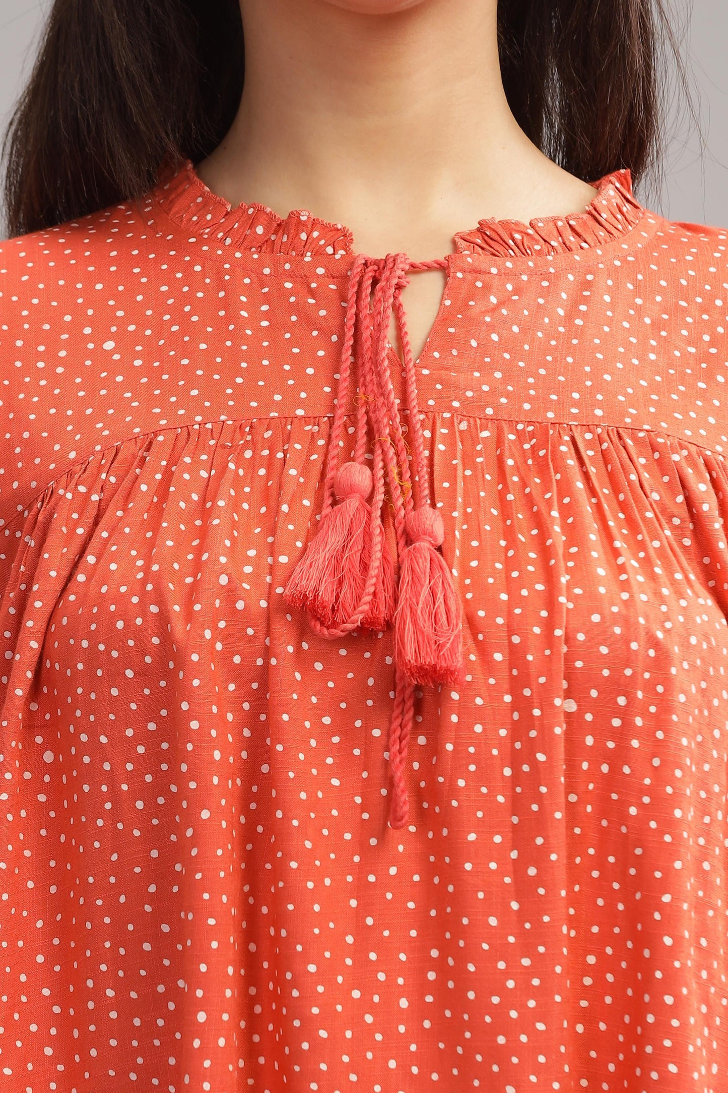 Allen Orange Rayon Slub Tops