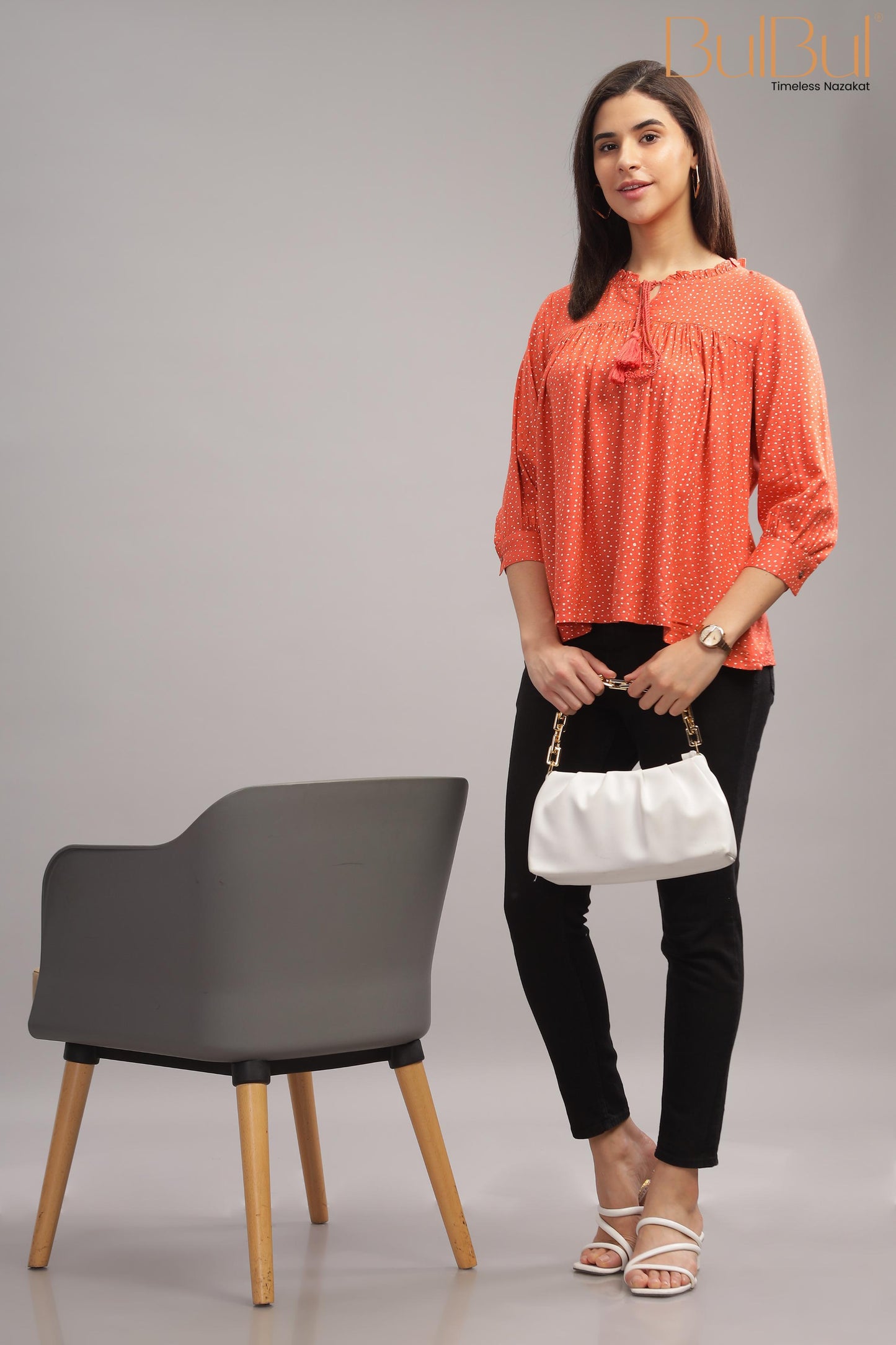 Allen Orange Rayon Slub Tops