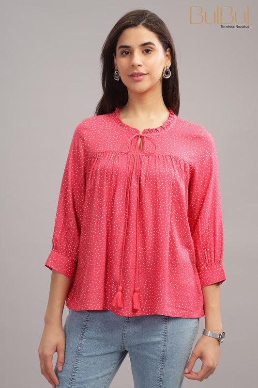 Allen Pink Rayon Slub Tops