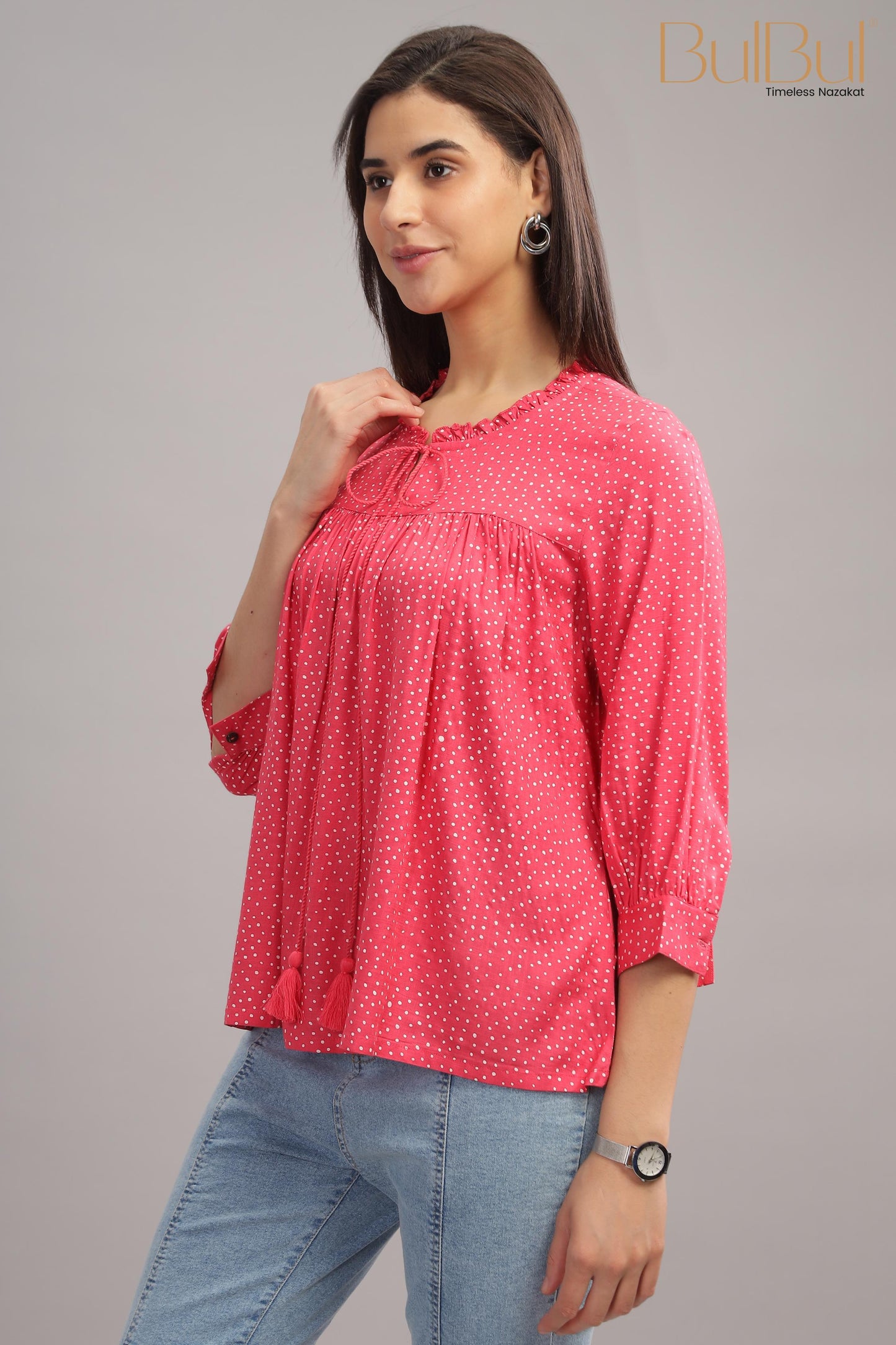 Allen Pink Rayon Slub Tops