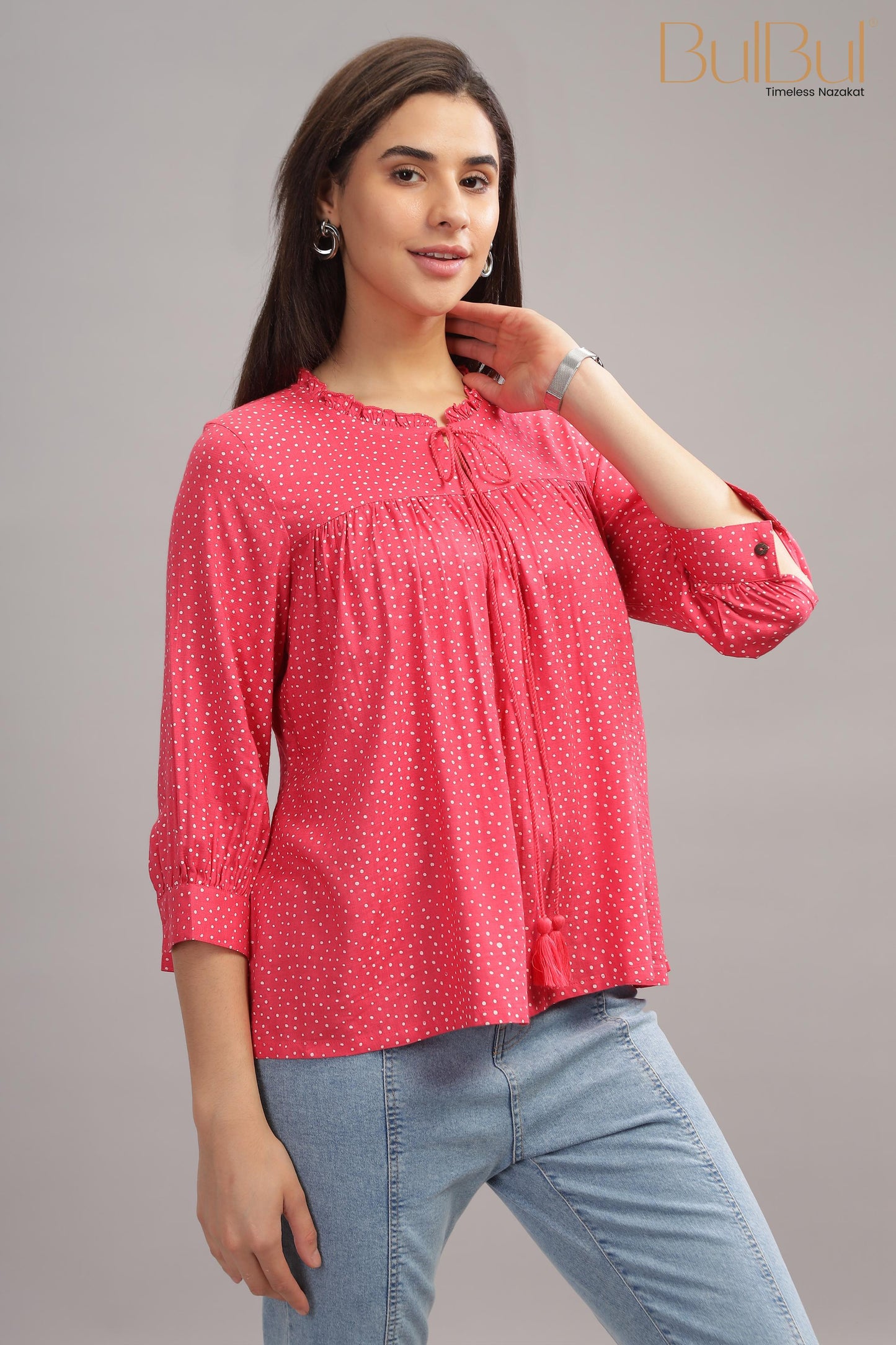 Allen Pink Rayon Slub Tops