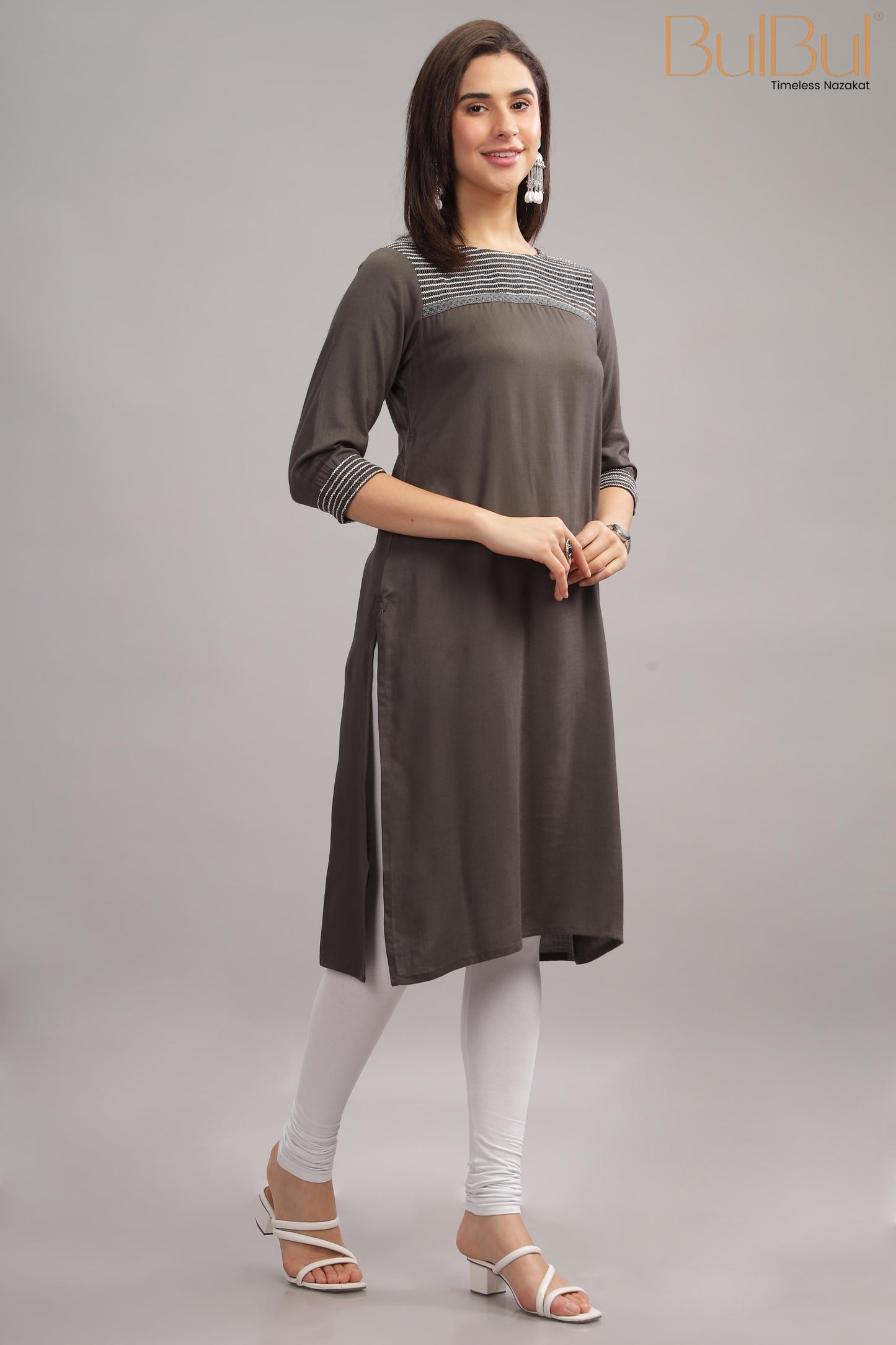 Nectarine  Grey Kurti