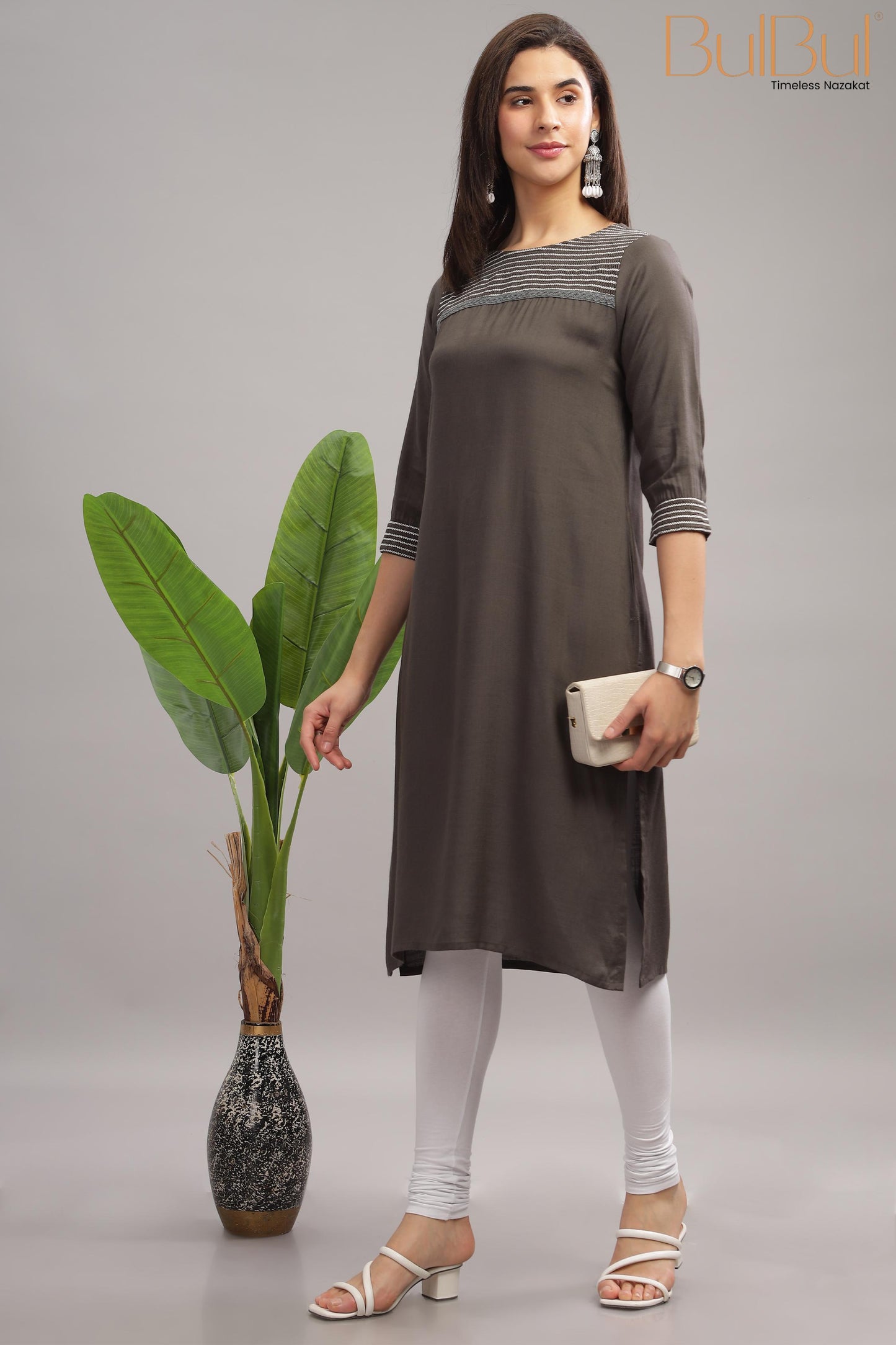 Nectarine  Grey Kurti