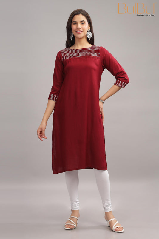 Nectarine Maroon Kurti