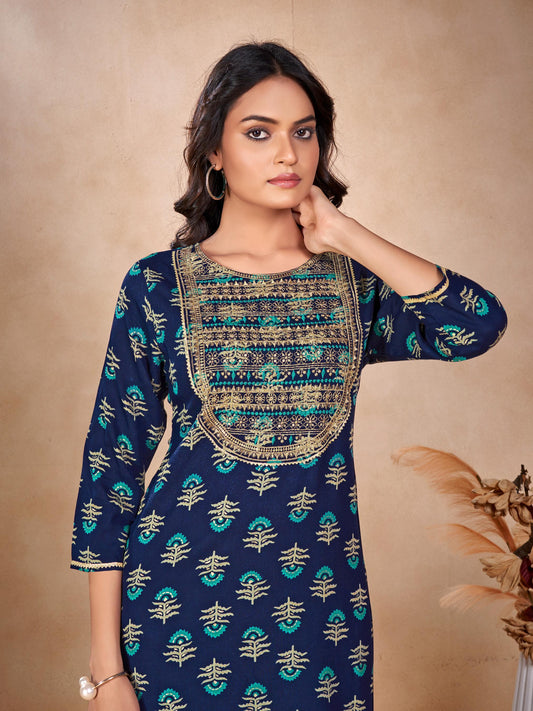 Elegant Blue Rayon Kurti