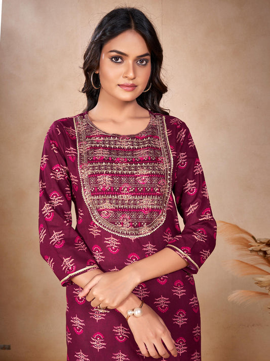 Elegant Wine Rayon Kurti