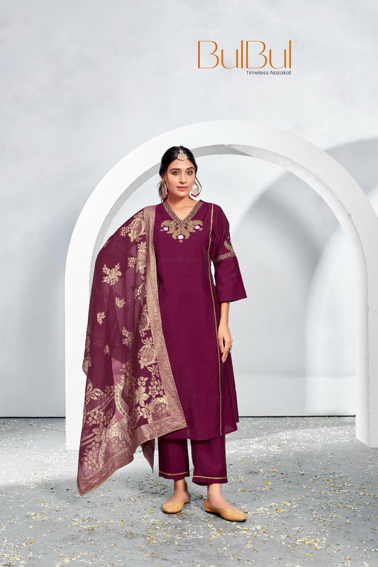 Shruti Wine Kurta Set with Dupatta