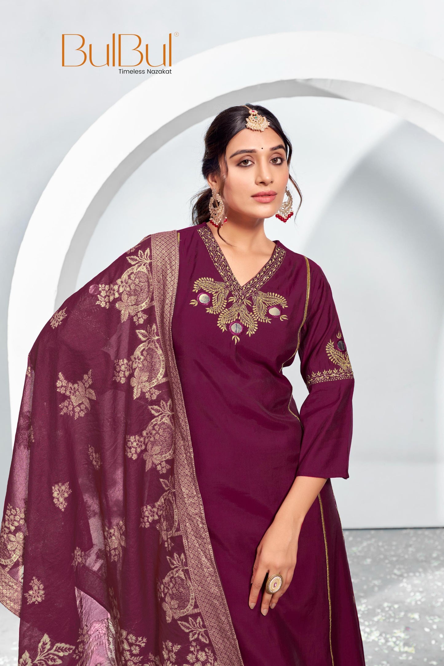 Shruti Wine Kurta Set with Dupatta