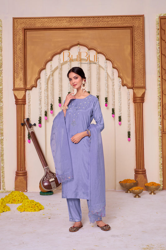 Roshni Purple Kurta Set with Dupatta