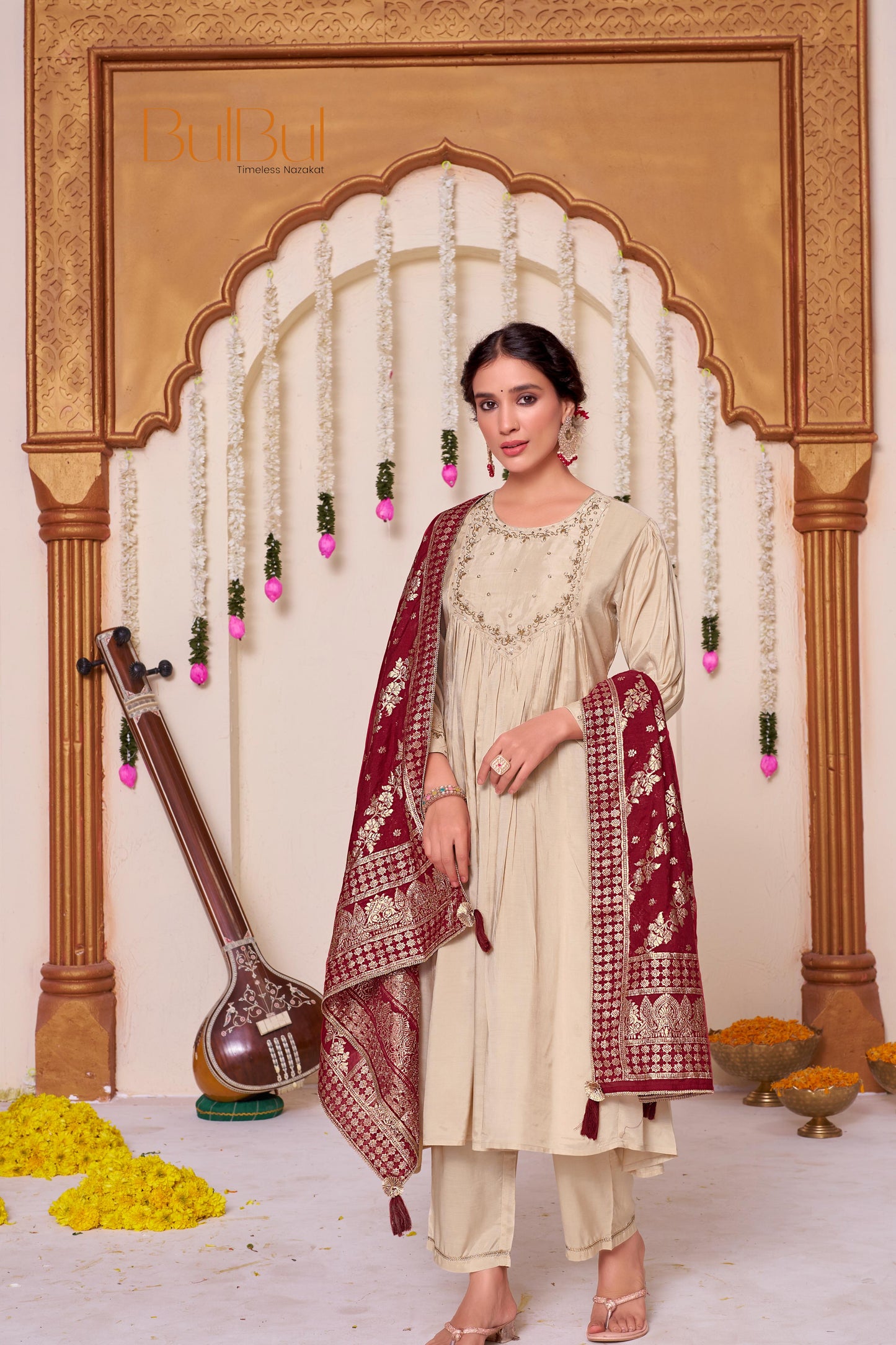 Gayatri Beige Kurta Set with Dupatta