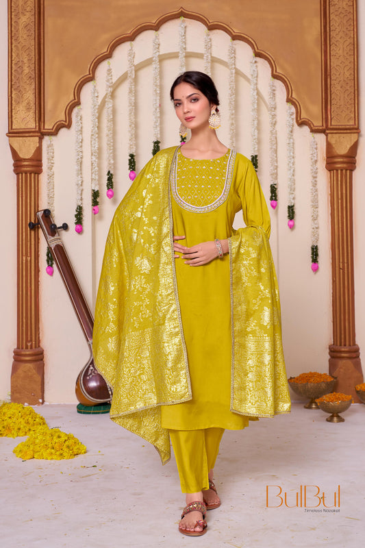 Sehmat Yellow Kurta Set with Dupatta