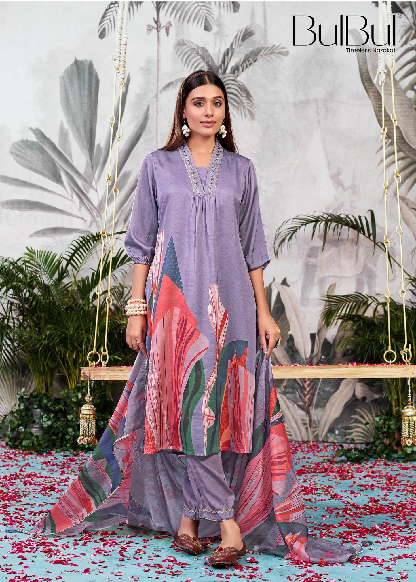 Shama Purple Kurta Set with Dupatta