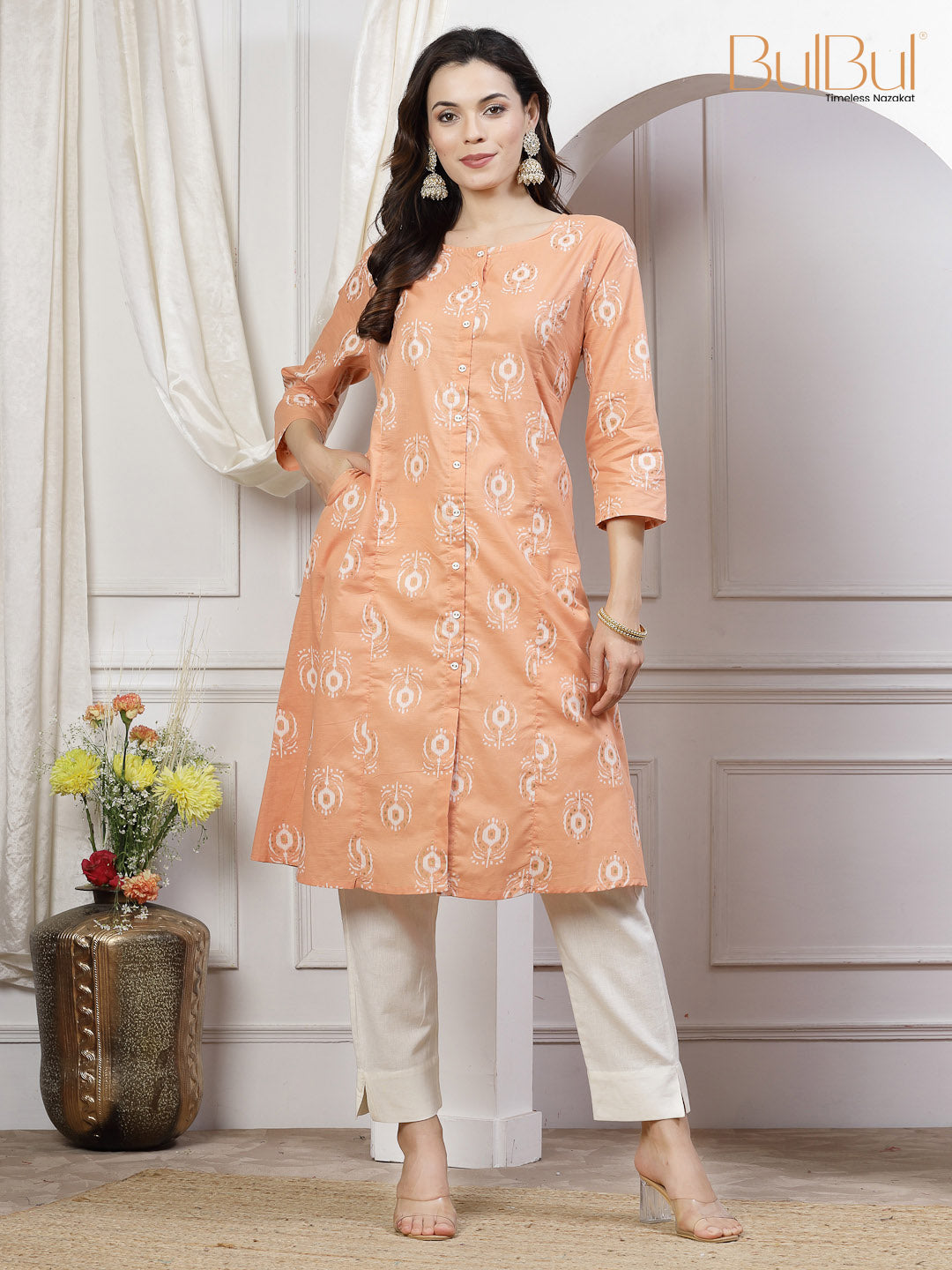 Safina Peach Kurti