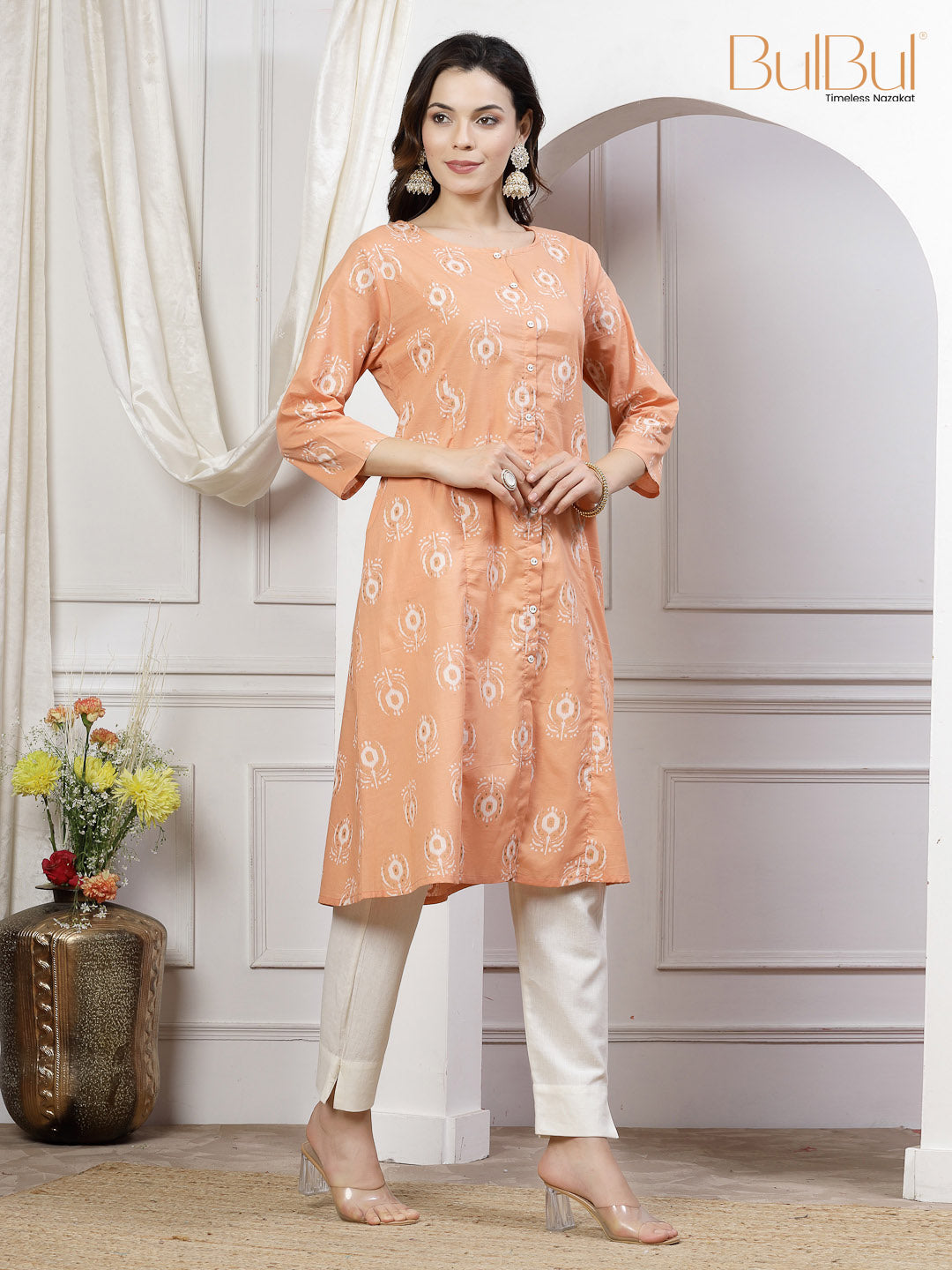 Safina Peach Kurti