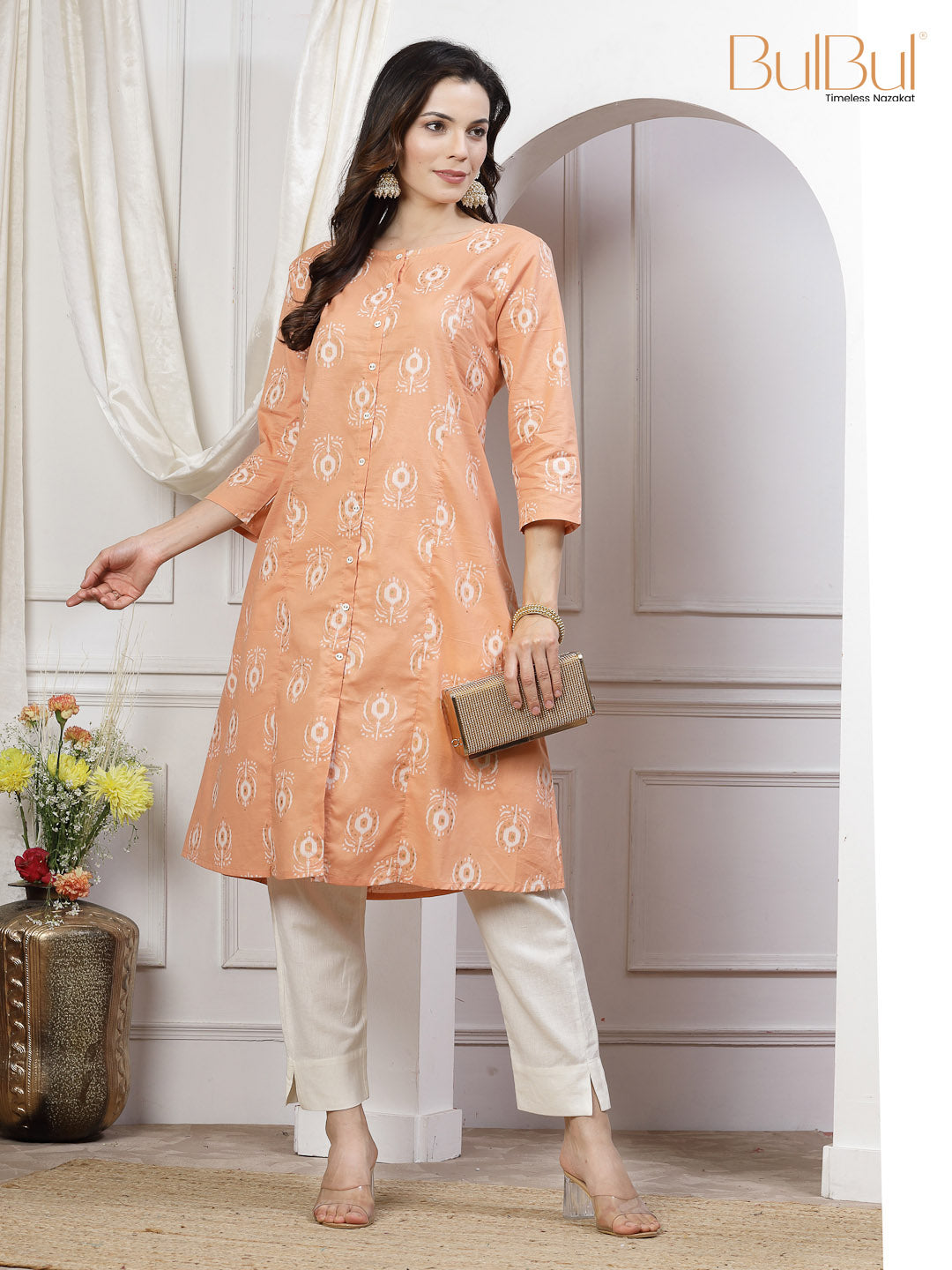 Safina Peach Kurti