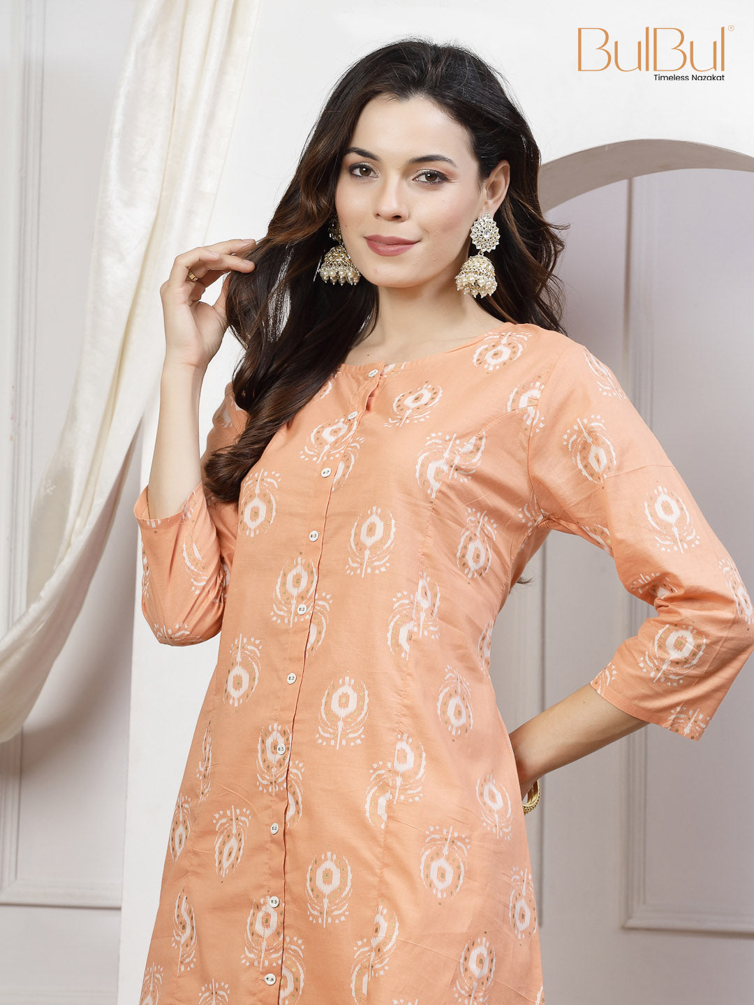 Safina Peach Kurti