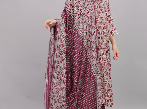 Firdous Maroon Kurta Set with Dupatta