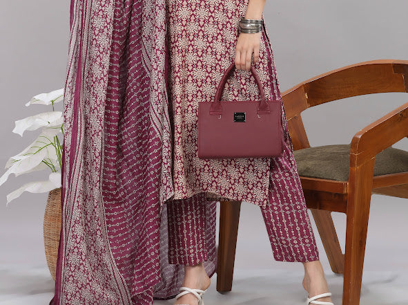 Firdous Maroon Kurta Set with Dupatta