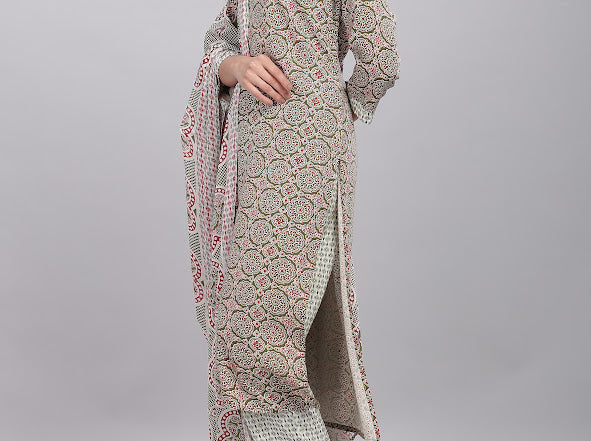 Firdous Olive Kurta Set with Dupatta