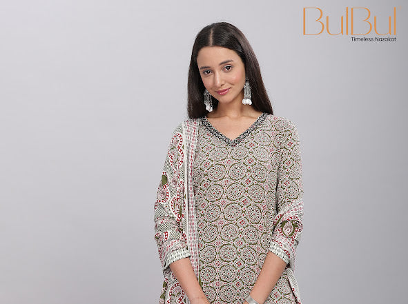 Firdous Olive Kurta Set with Dupatta