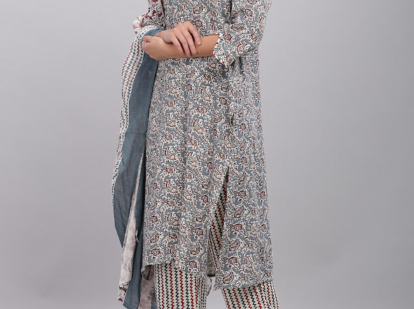 Firdous Grey Kurta Set with Dupatta