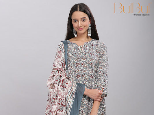 Firdous Grey Kurta Set with Dupatta