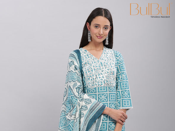 Firdous Blue Kurta Set with Dupatta