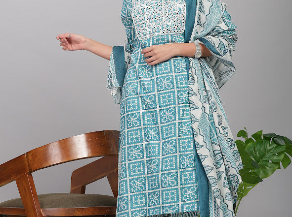 Firdous Blue Kurta Set with Dupatta