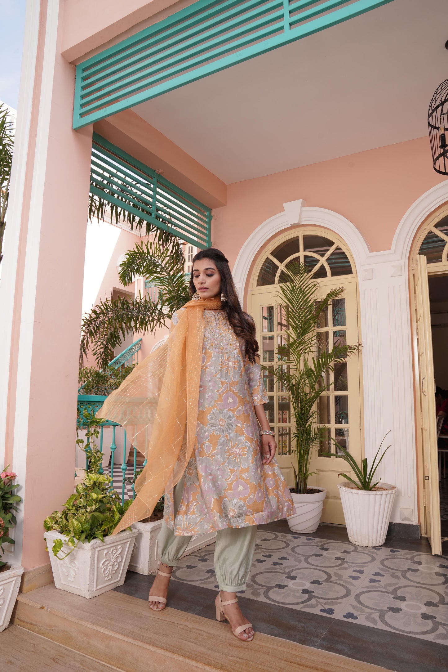 Diya Mustard Kurta Set with Dupatta