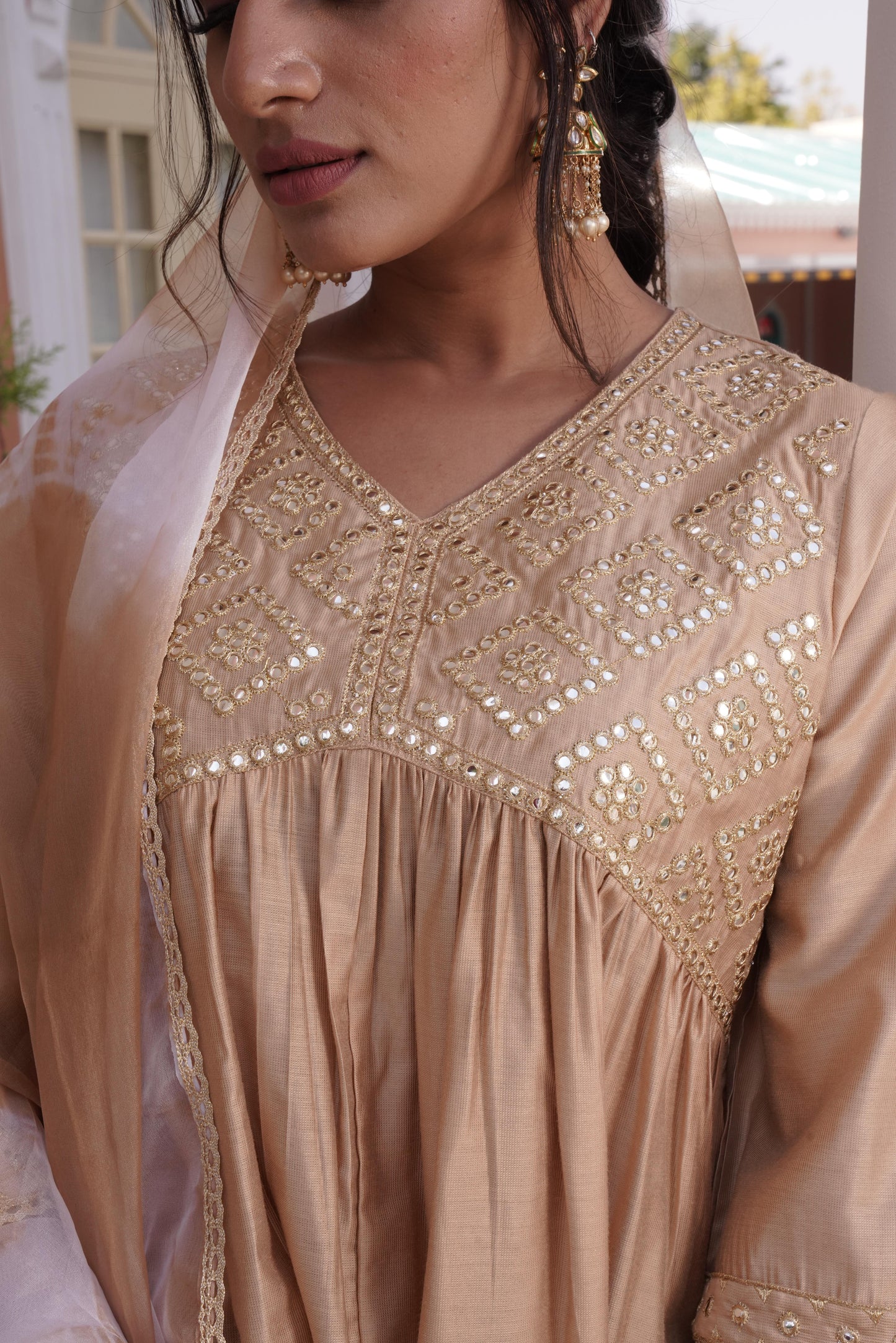 Falak Gold Kurta Set with Dupatta