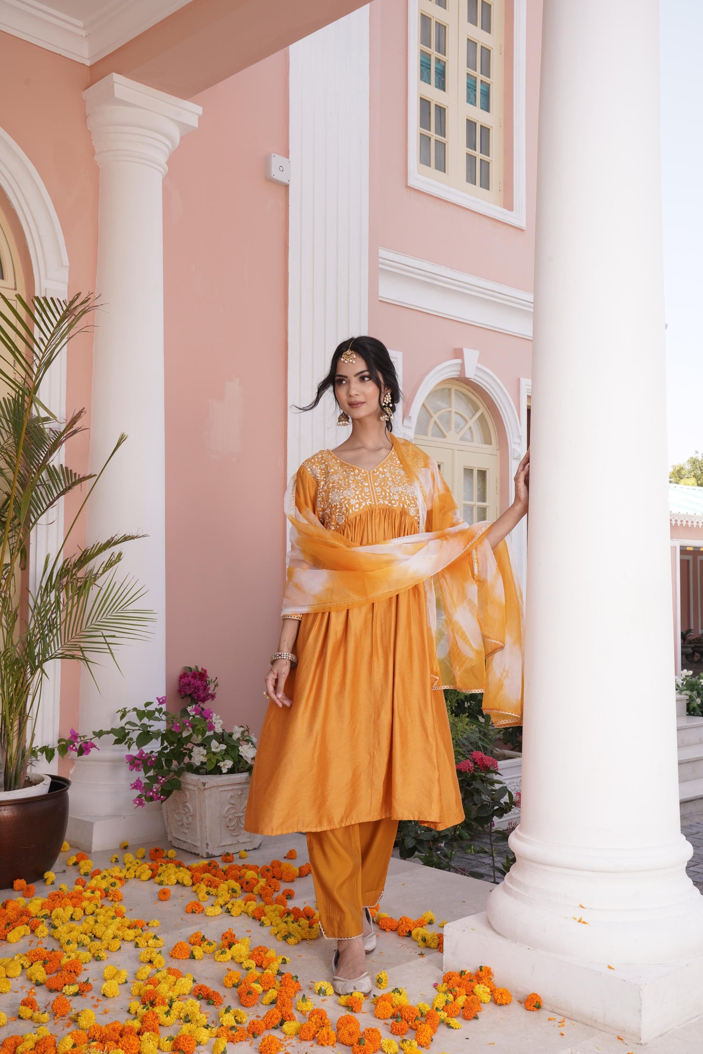 Farani Mustard Kurta Set with Dupatta