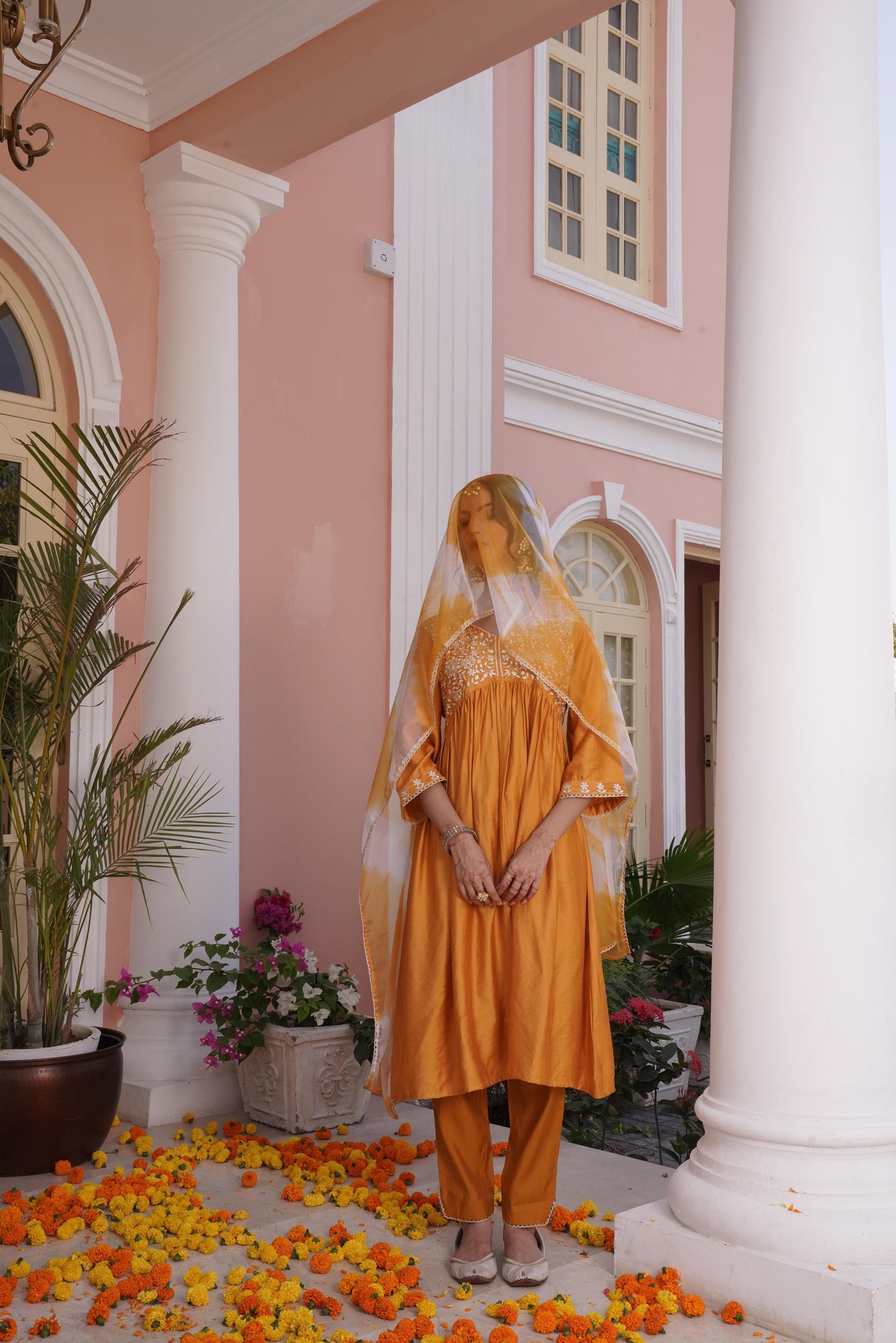 Farani Mustard Kurta Set with Dupatta