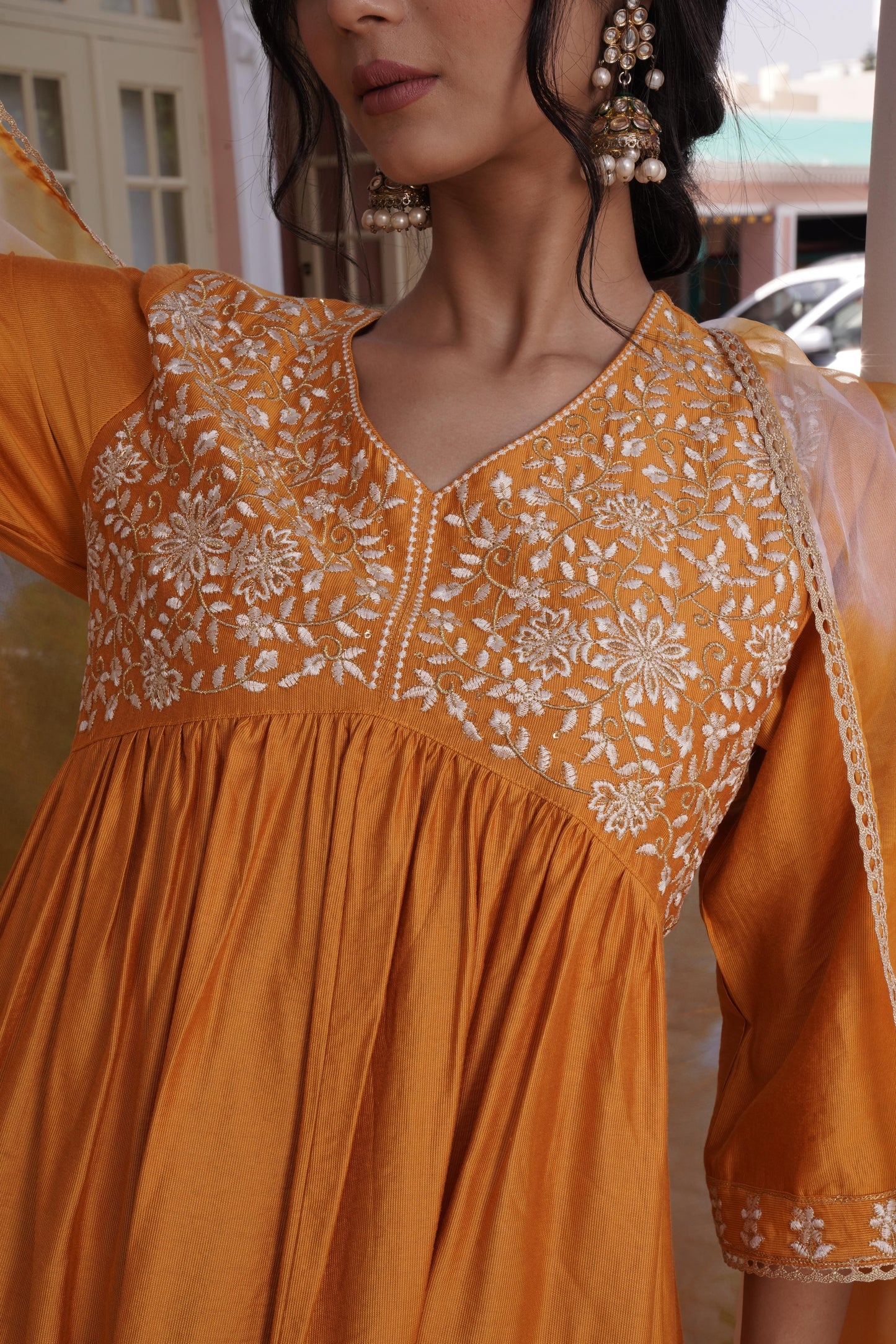 Farani Mustard Kurta Set with Dupatta