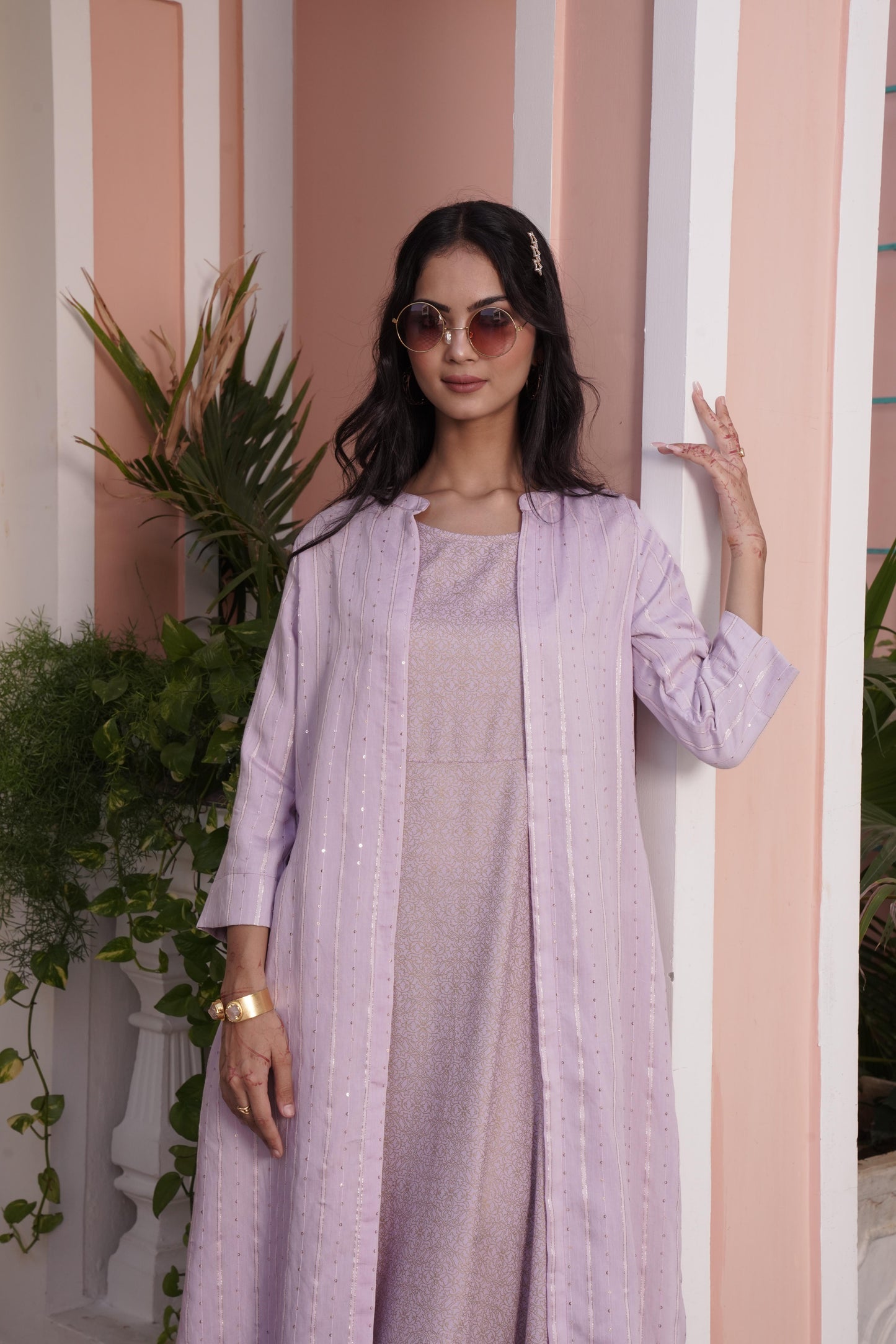 Daisy Lilac Chanderi Midi Dress