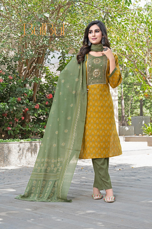 Aaliya Warm Mustard Kurta Set with Dupatta