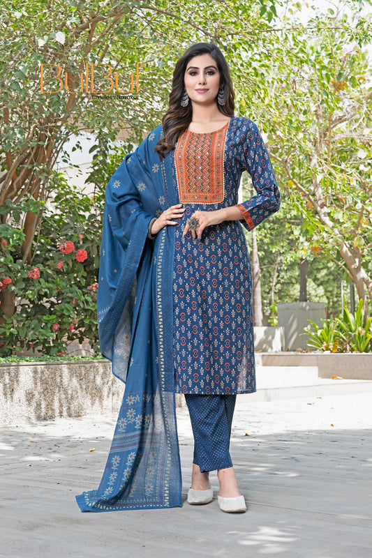 Aaliya Navy Kurta Set with Dupatta