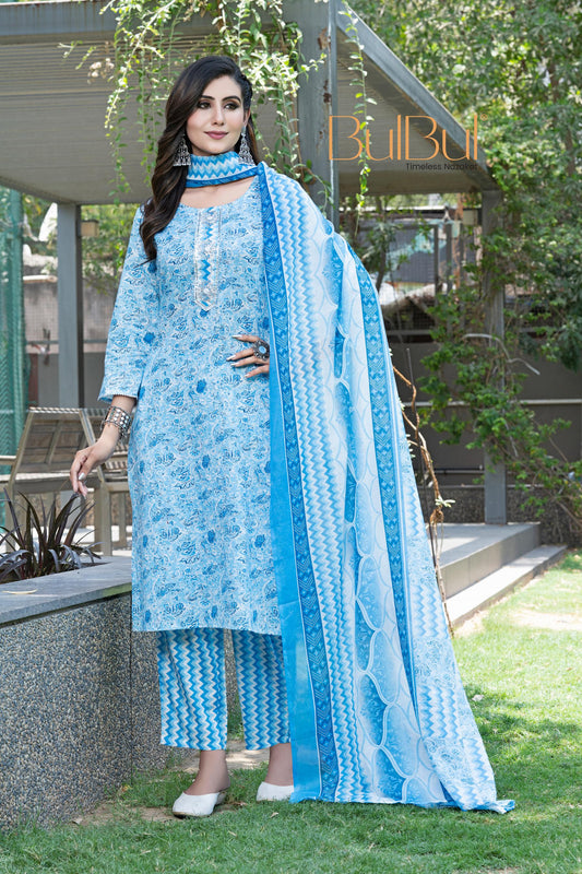 Fashionista Blue Kurta Set with Dupatta