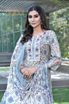 Fashionista Grey Floral Kurta Set with Dupatta