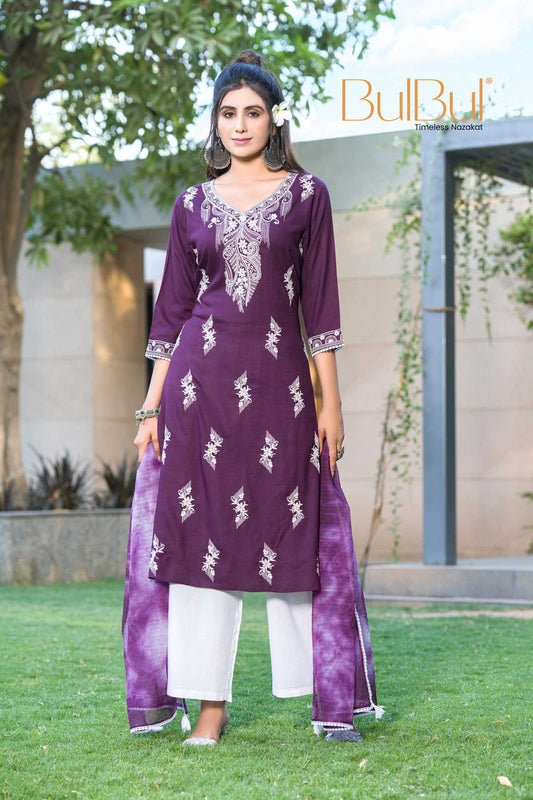 Pooja Purple Kurta Set with Dupatta