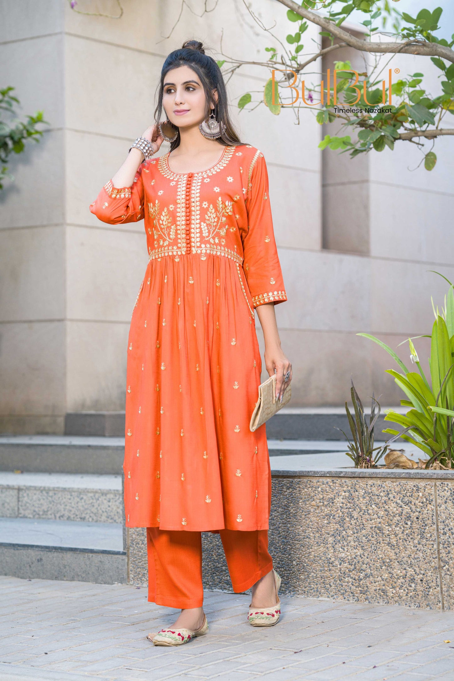 Meenaxi Rust Rayon Kurta Set