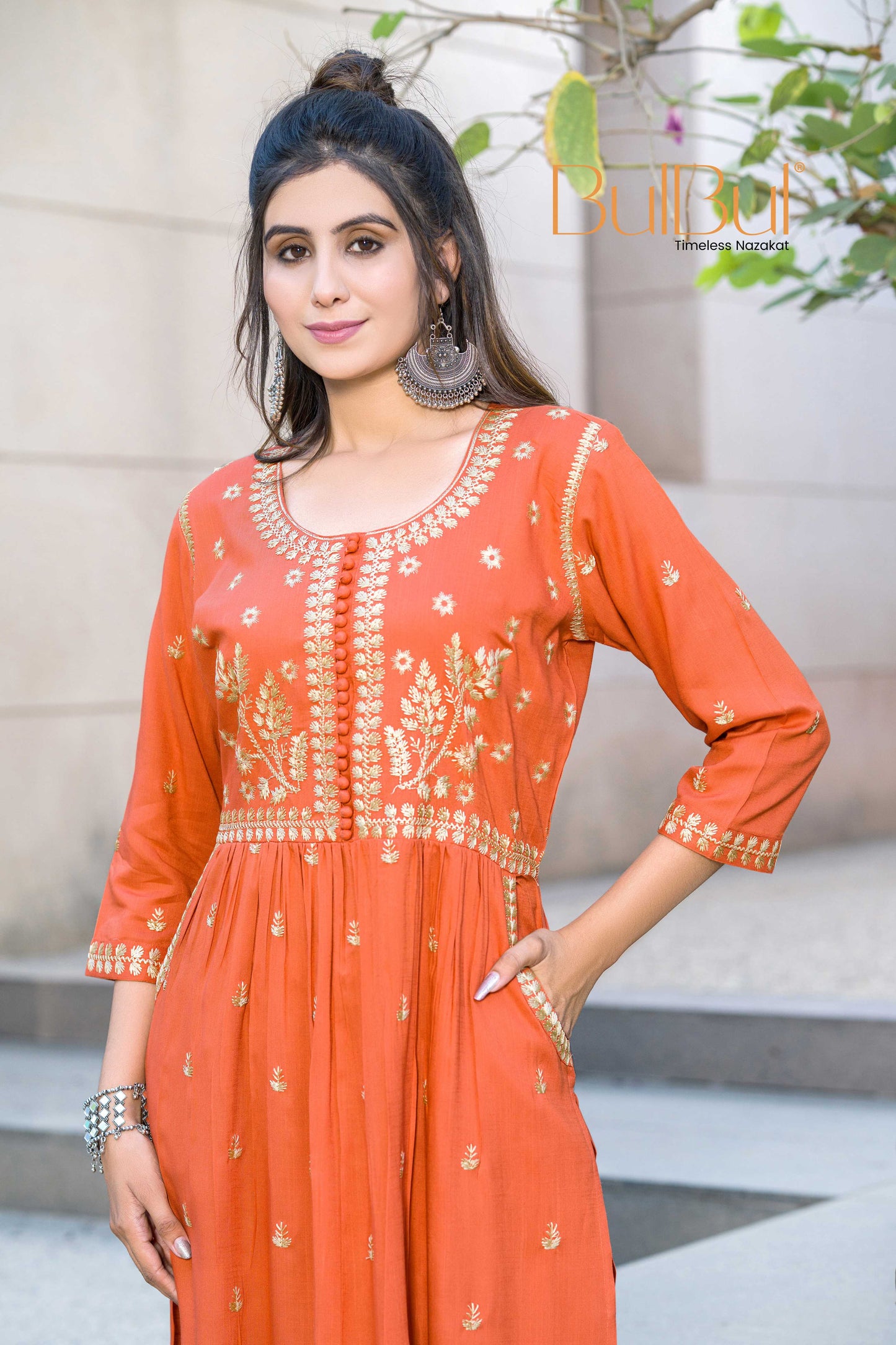 Meenaxi Rust Rayon Kurta Set