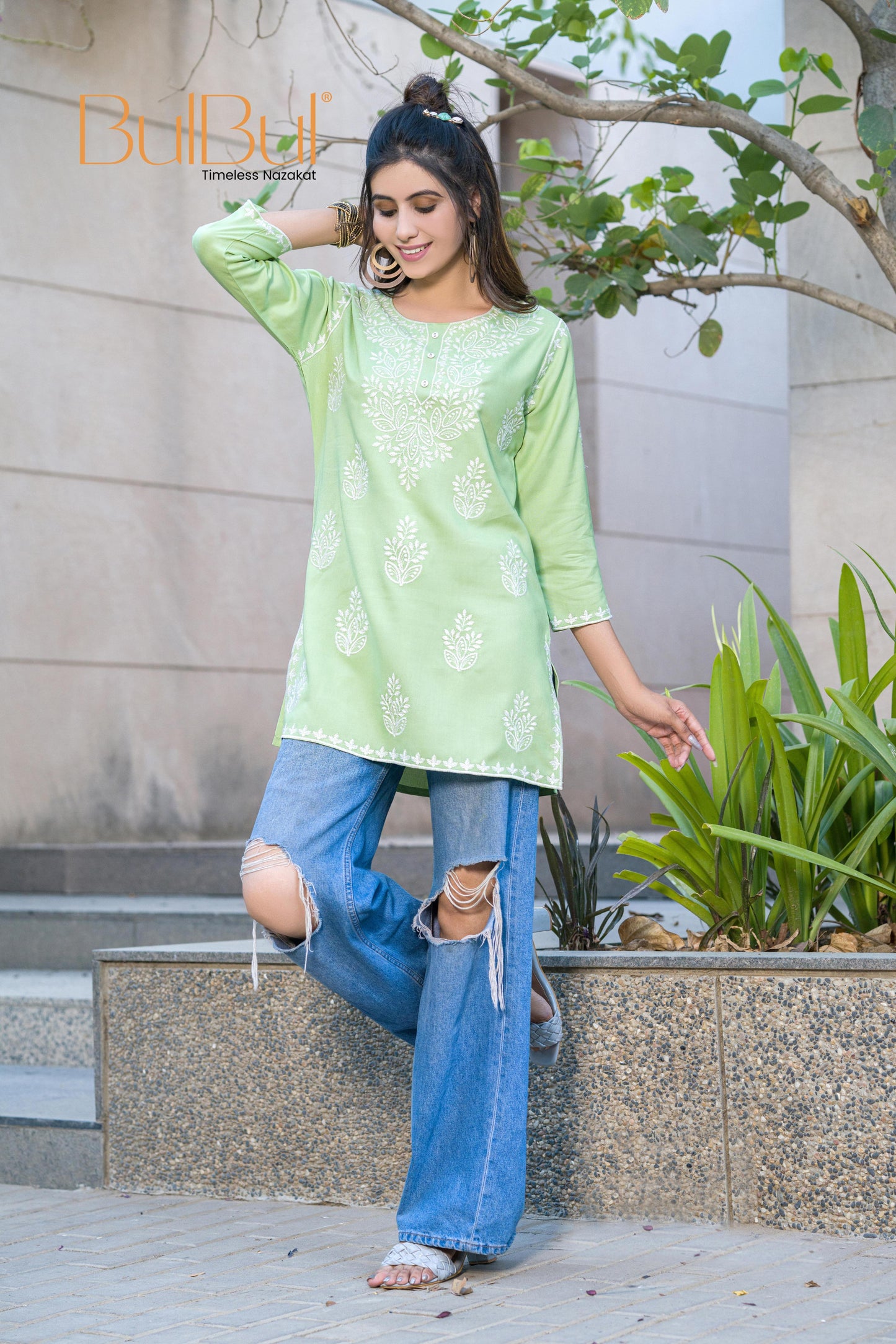 Yashvi Green Rayon Top